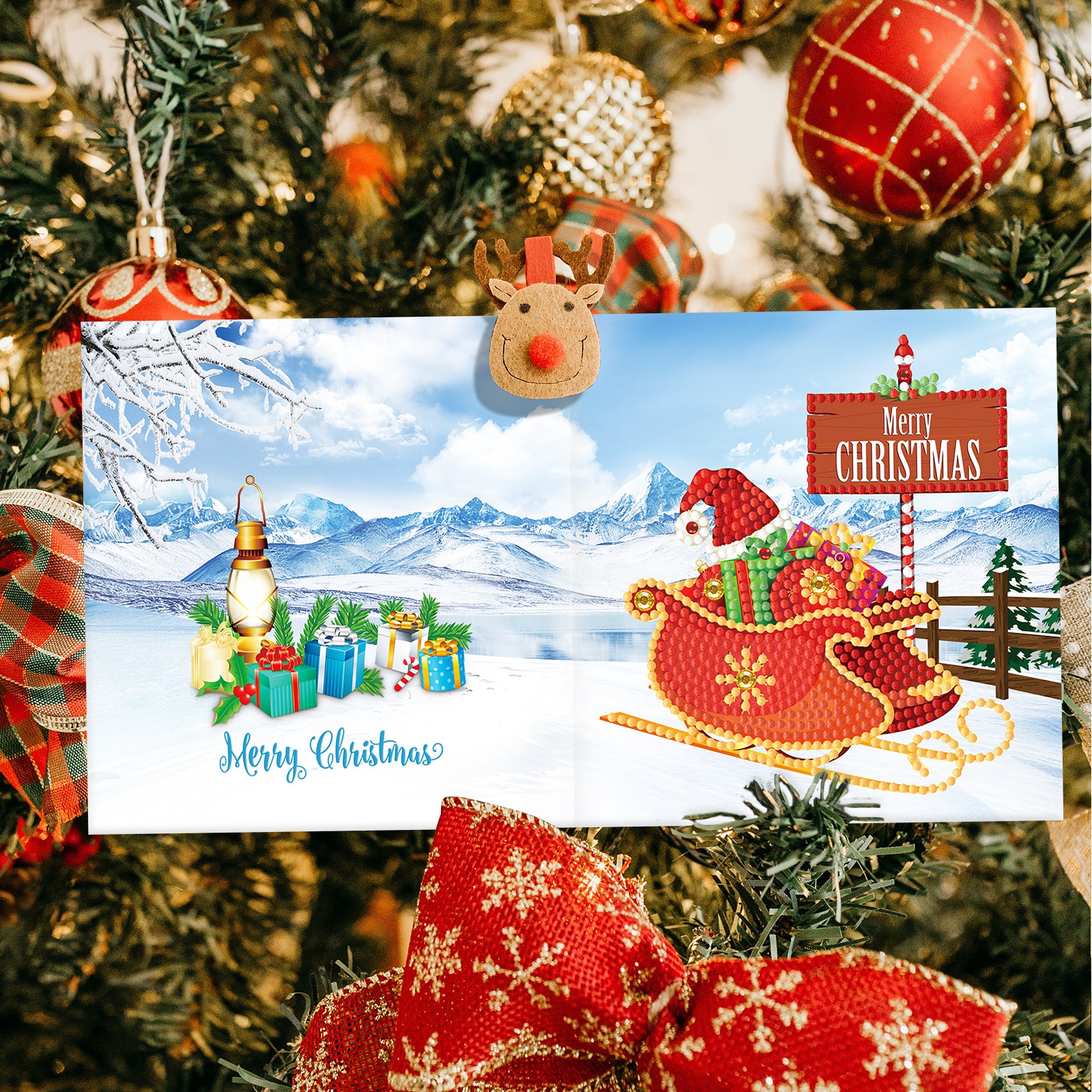 Créez votre propre magie de vacances avec des cartes de Noël dans cette broderie diamant. Groupe de 12 cartes de voeux de Noël en perles - j'adore la broderie diamant