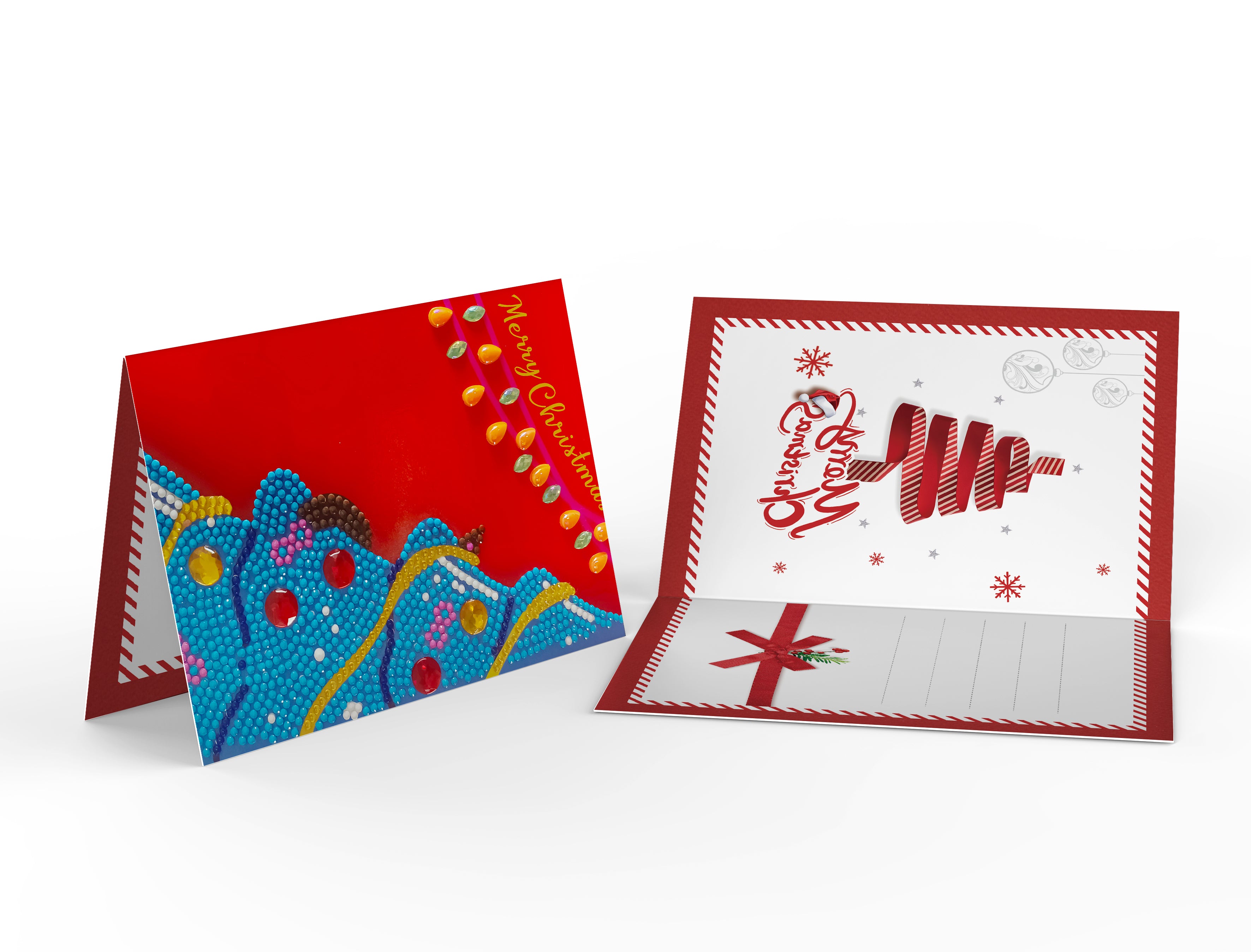 Créez votre propre magie de vacances avec des cartes de Noël dans cette broderie diamant. Groupe de 6 cartes de voeux de Noël en perles - j'adore la broderie diamant