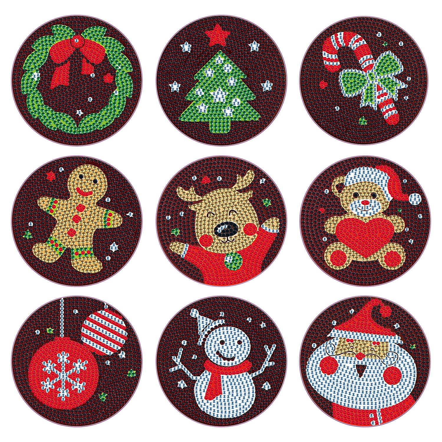 Sous-verres de Noël broderies diamants