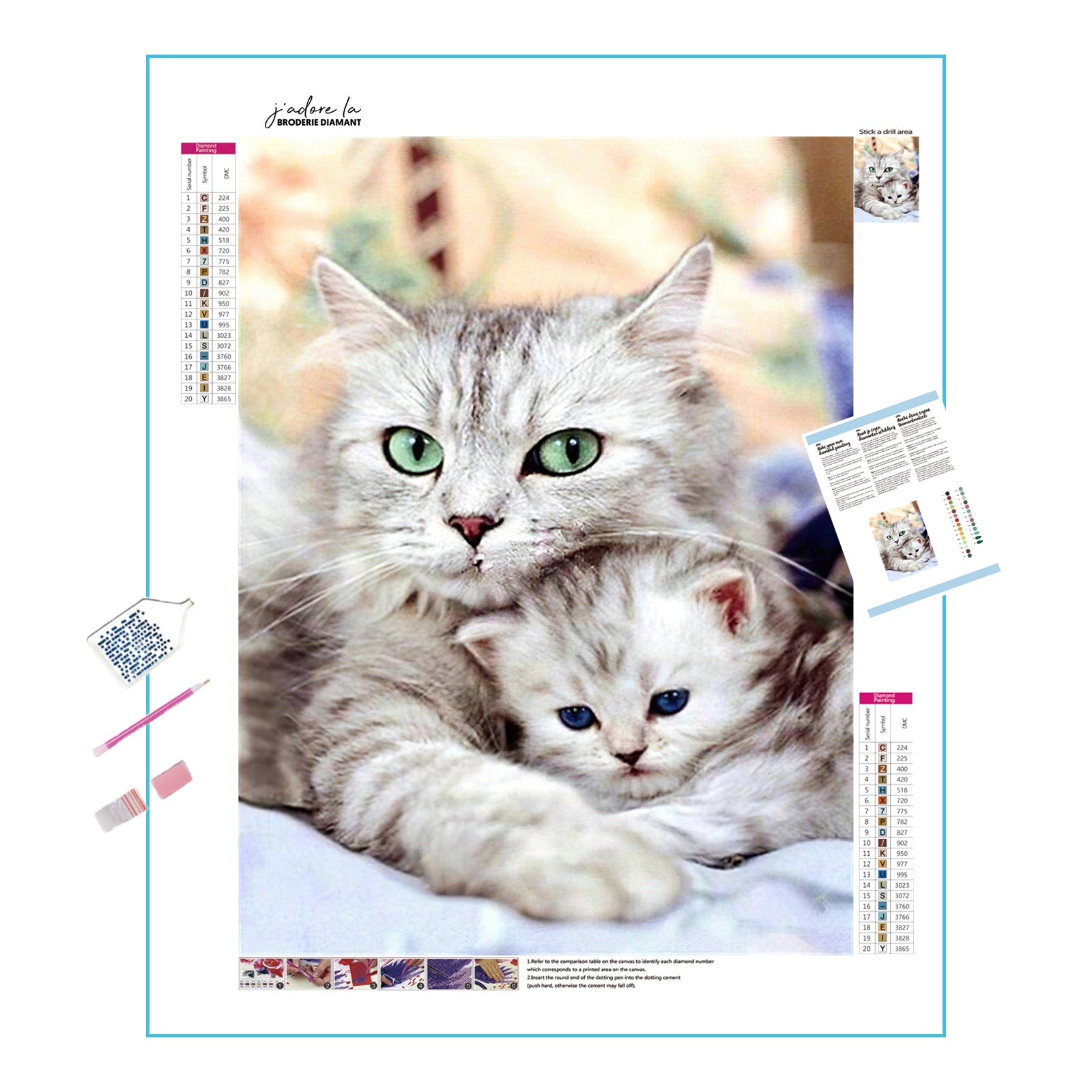 Sentez la beauté et le charme des chats dans cette broderie diamant. Deux beaux chats - j'adore la broderie diamant