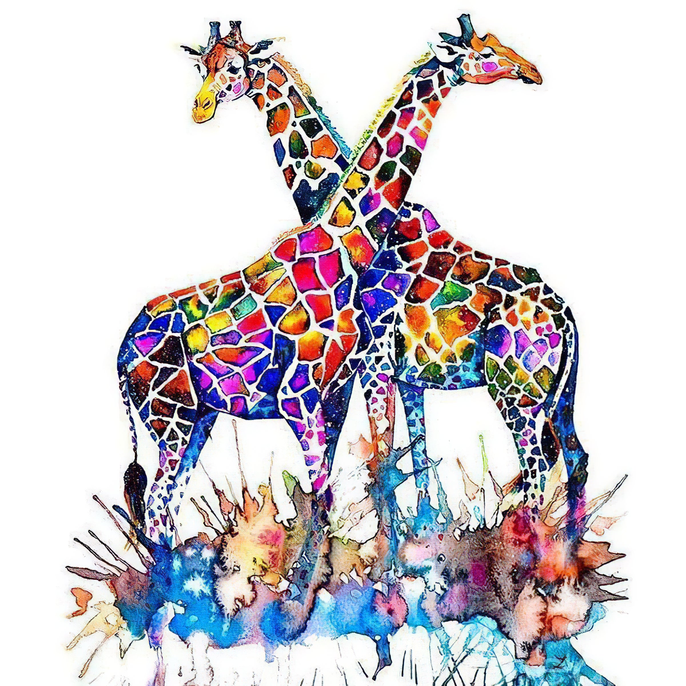 Deux girafes colorées