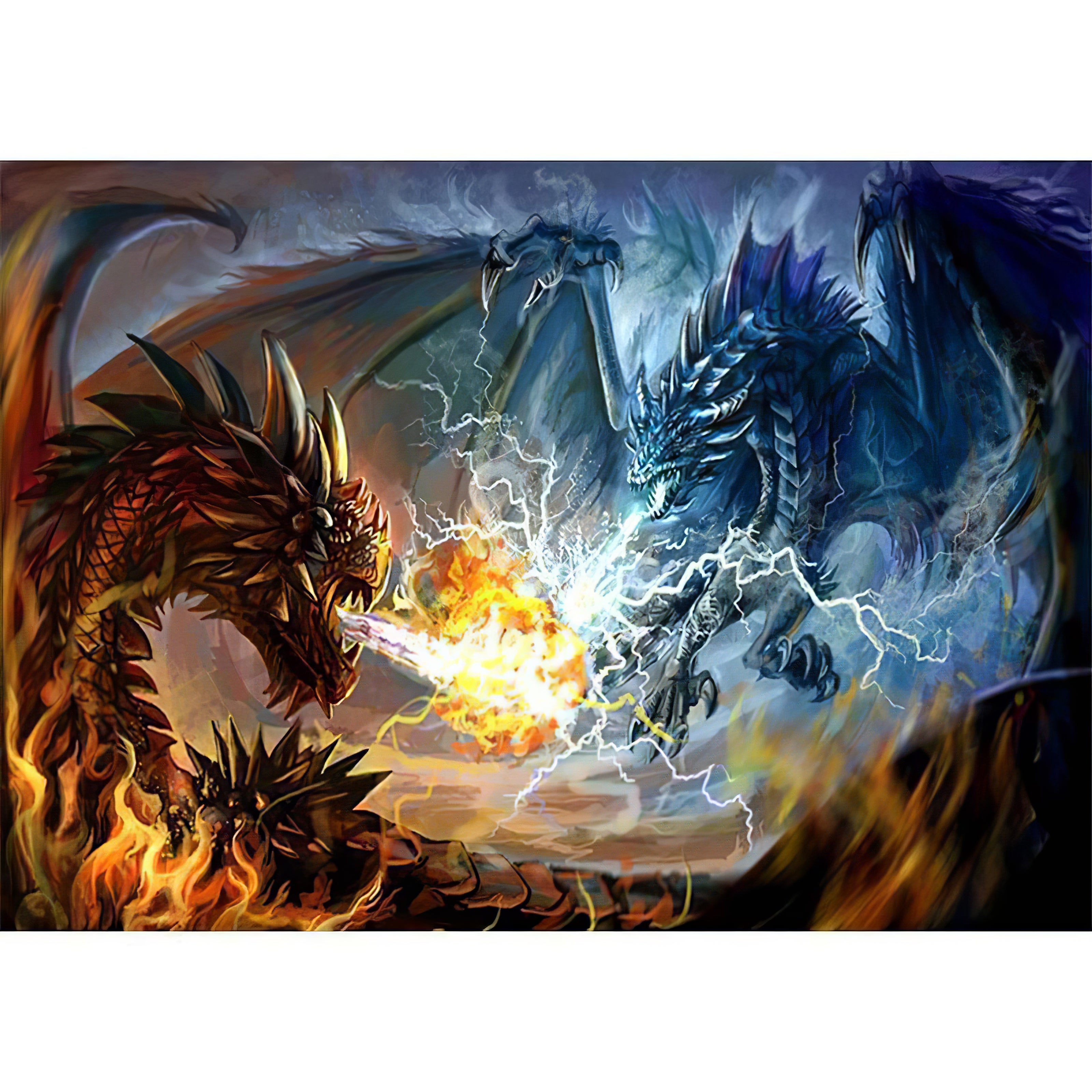 Dragon de feu contre dragon de foudre
