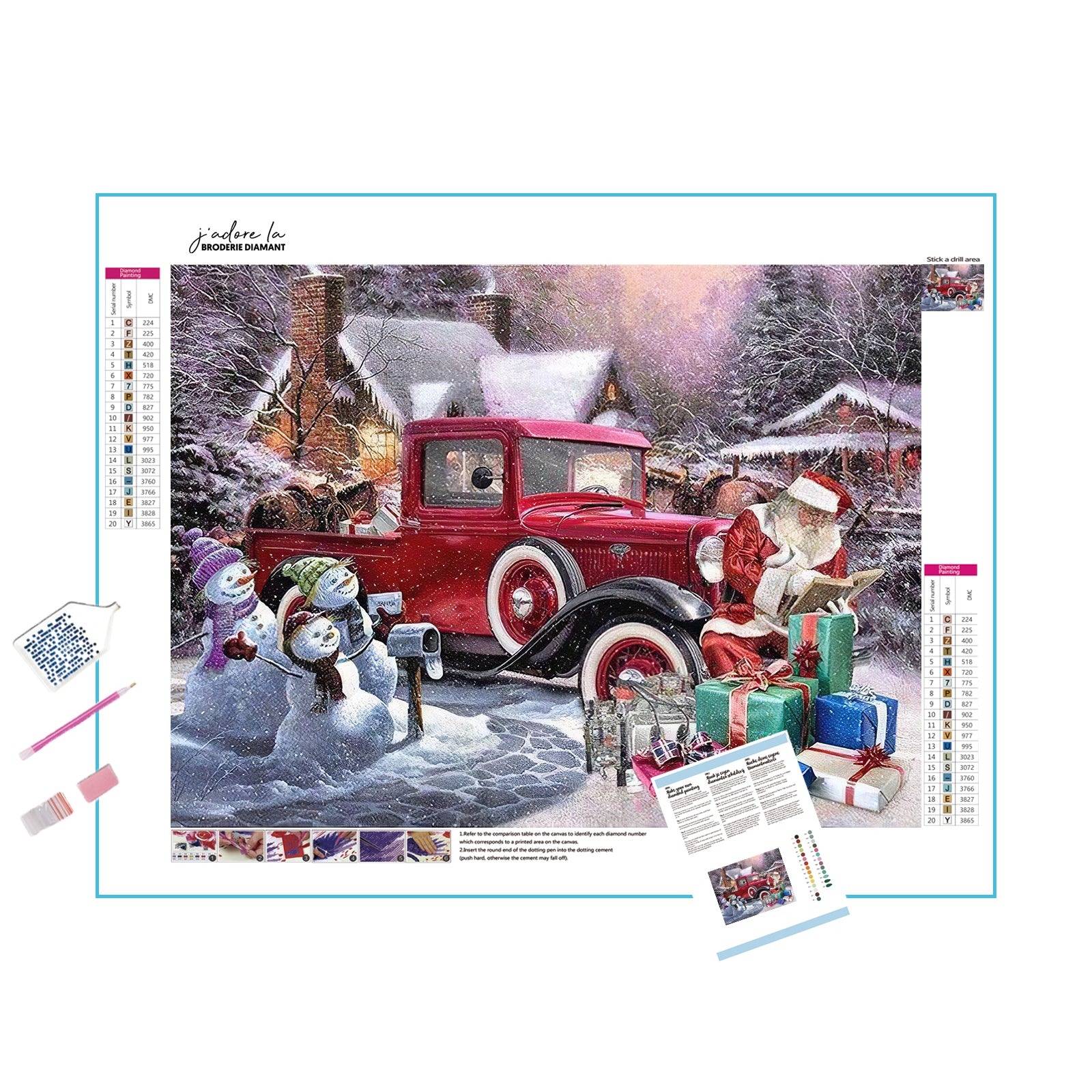 Sentez l’ambiance festive à bord de la voiture du père Noël dans cette broderie diamant. La voiture du Père Noël - j'adore la broderie diamant