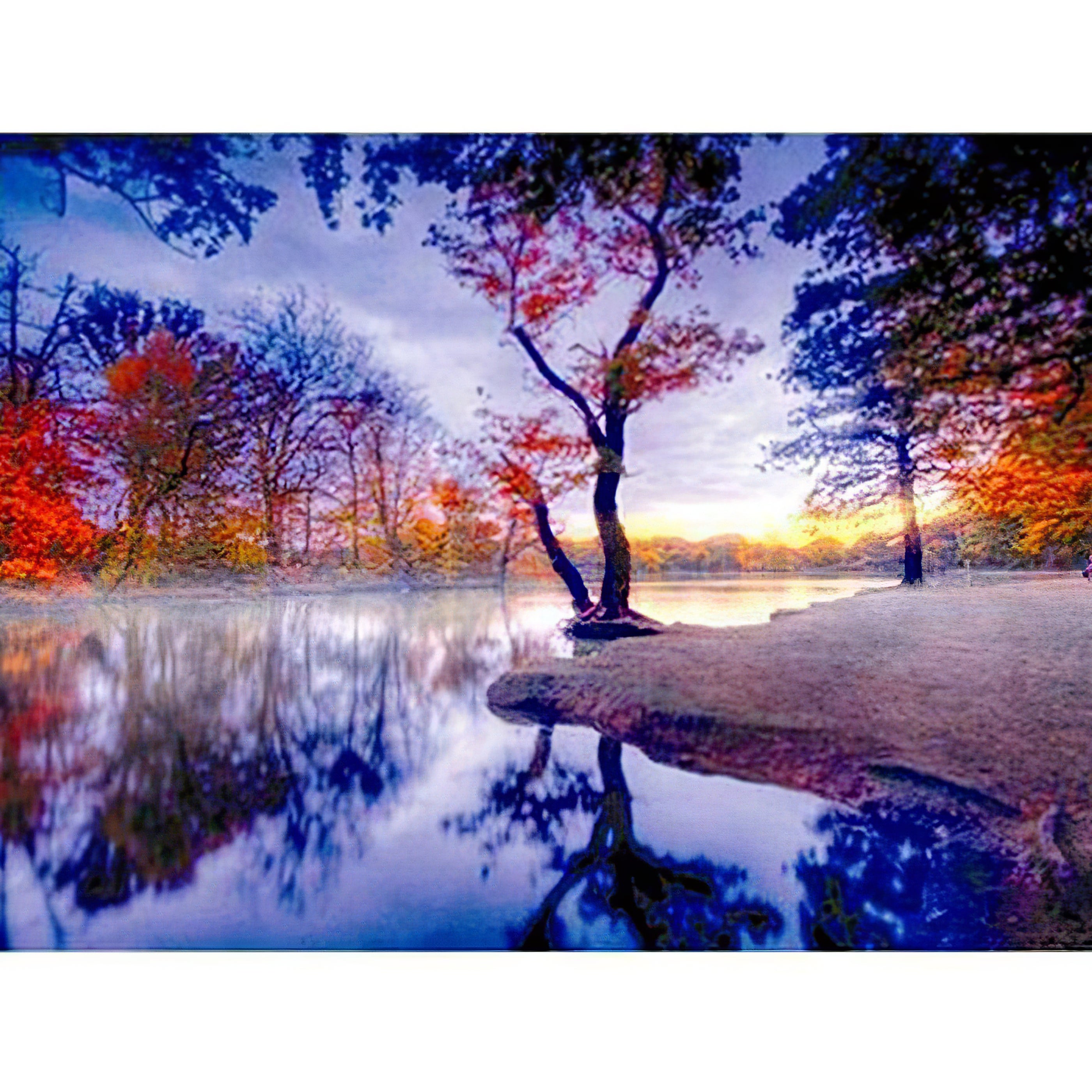 Vivez la tranquillité de l’automne avec Lac avec Érable dans cette broderie diamant. Lac avec Érable - j'adore la broderie diamant