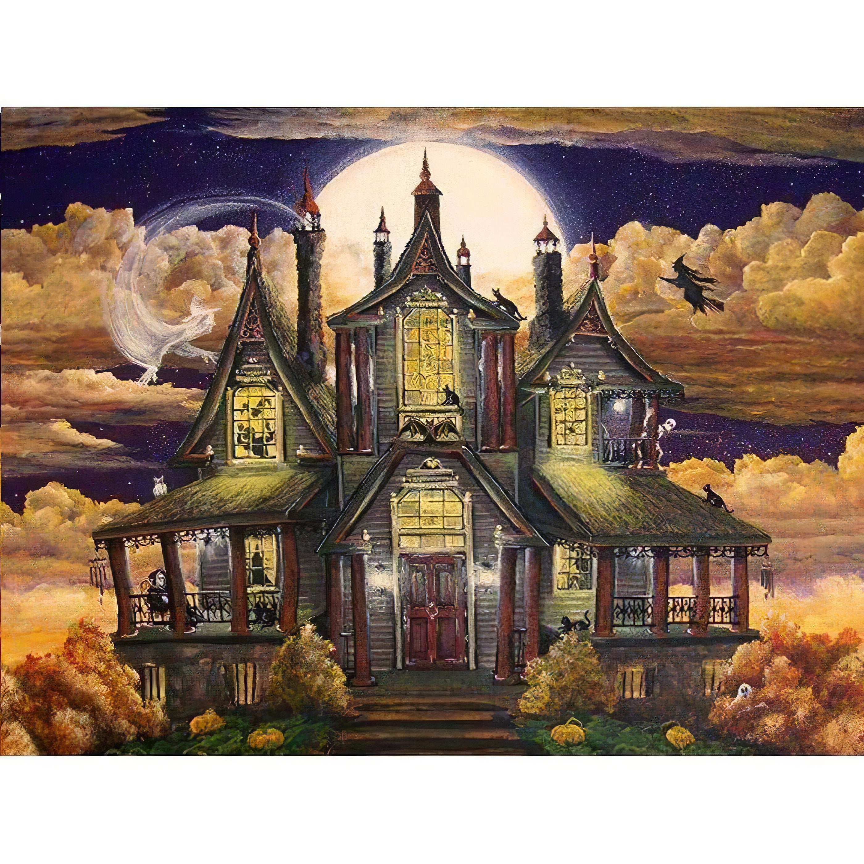 Ressentez l’atmosphère effrayante d’halloween dans cette broderie diamant. Maison d'Halloween - j'adore la broderie diamant