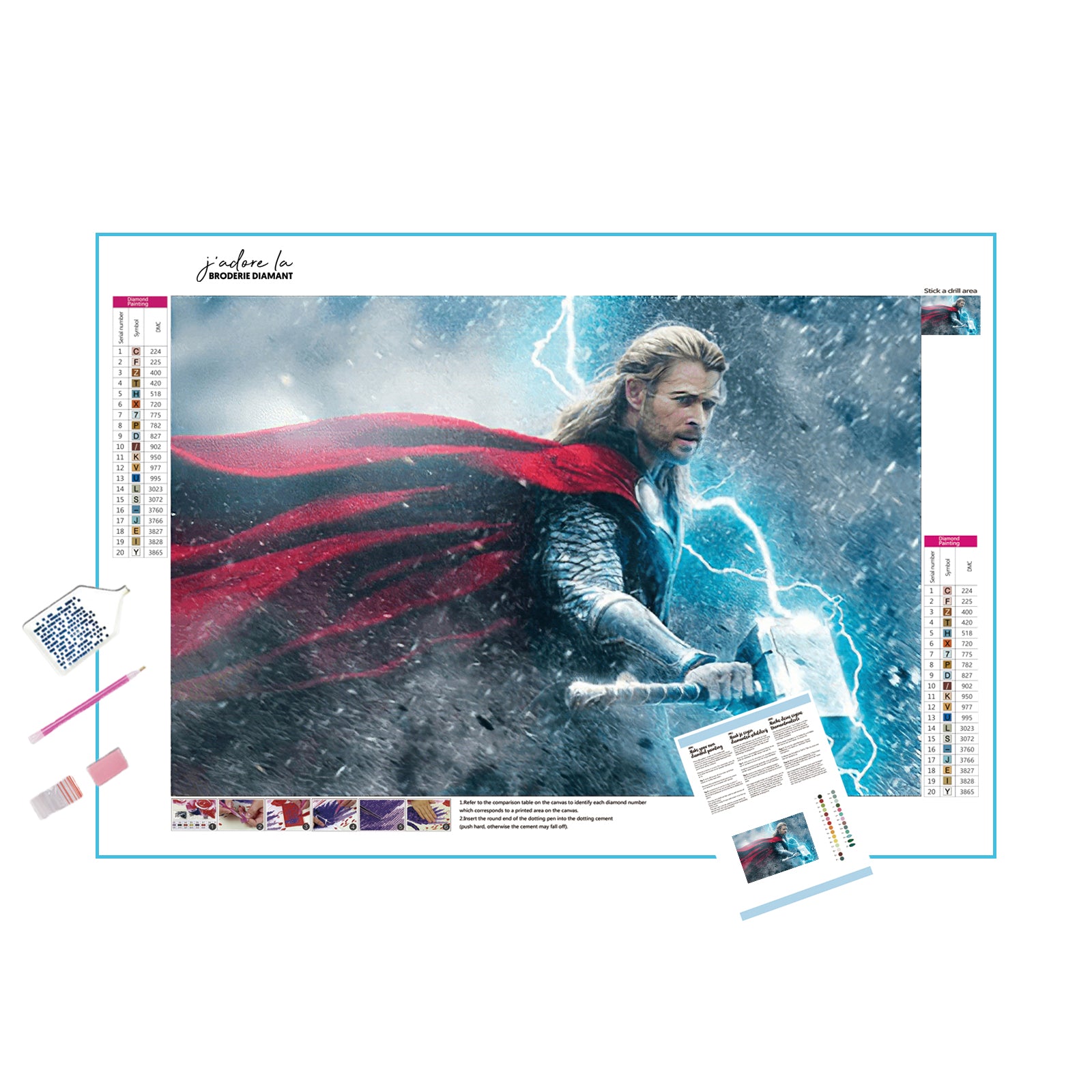 Ressentez la force du héros asgardien tse thunderbolt dans cette broderie diamant. Marvel Thor - j'adore la broderie diamant