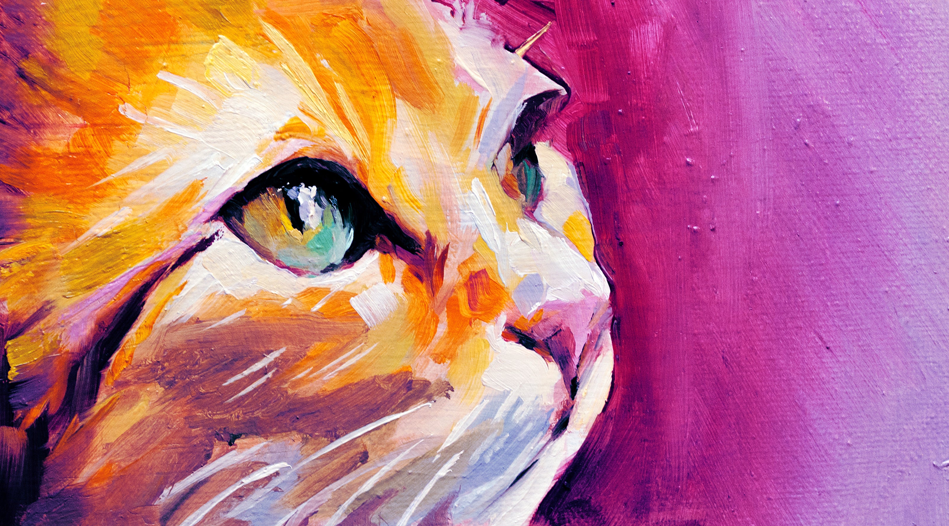 La peinture à l'huile d'un chat de profil.