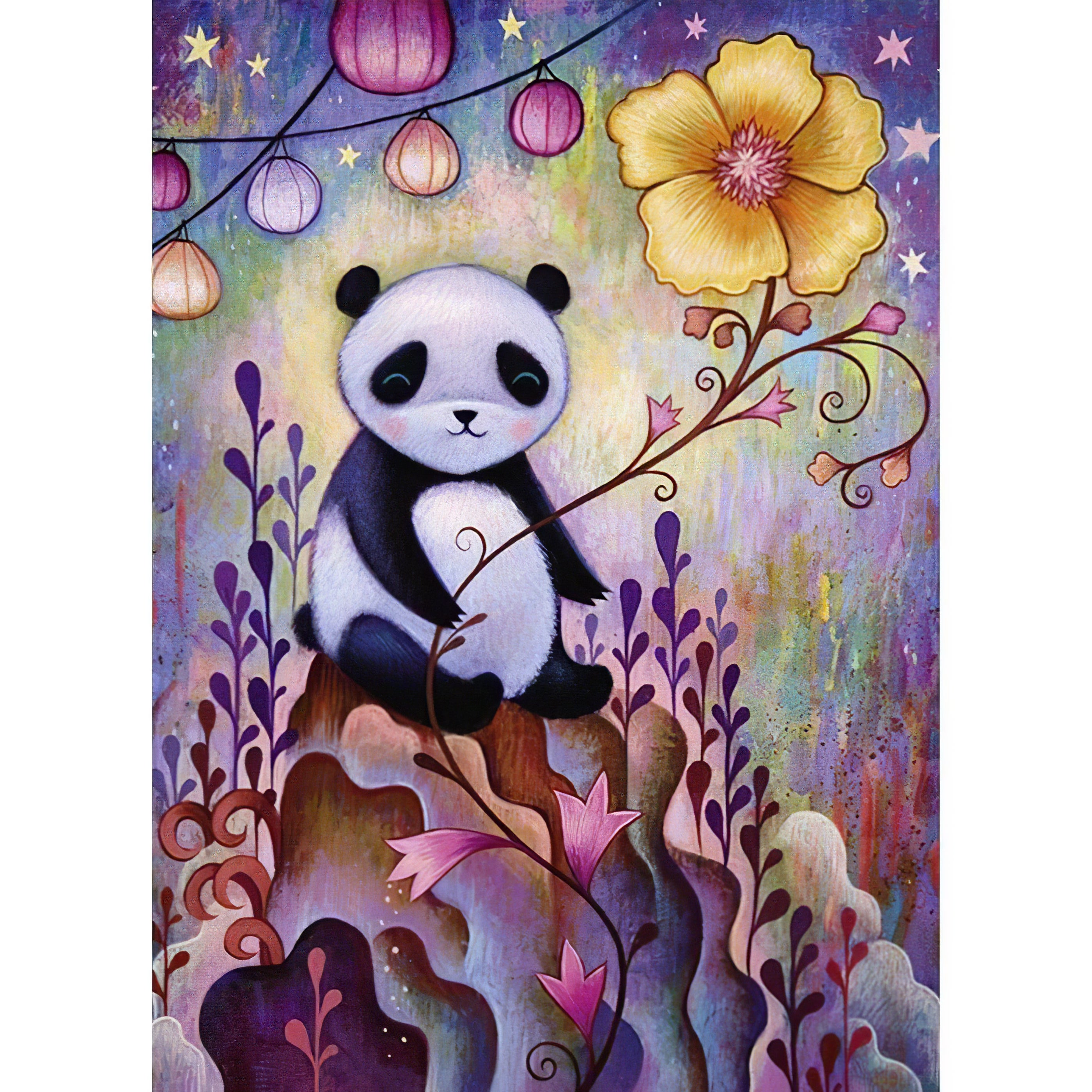 La tendresse du panda et les couleurs brillantes des fleurs se combinent pour créer une œuvre d’art chaleureuse et curative dans cette broderie diamant. Panda Flower - j'adore la broderie diamant