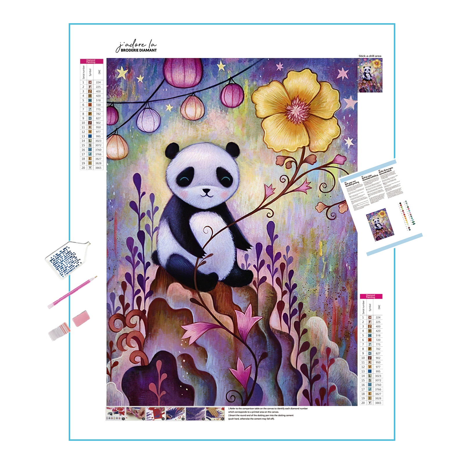 La tendresse du panda et les couleurs brillantes des fleurs se combinent pour créer une œuvre d’art chaleureuse et curative dans cette broderie diamant. Panda Flower - j'adore la broderie diamant