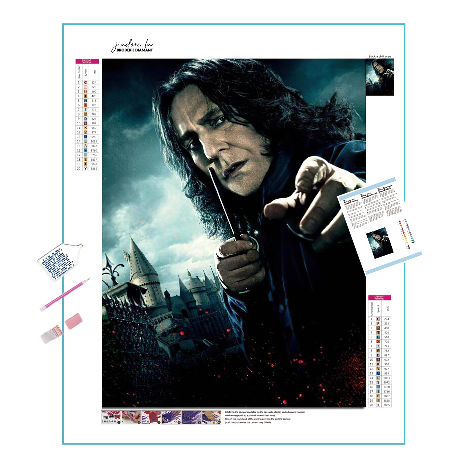 Plongez dans le monde énigmatique, capturant la profondeur dans cette œuvre d'art dans cette broderie diamant. Professeur Severus Rogue de Harry Potter - j'adore la broderie diamant