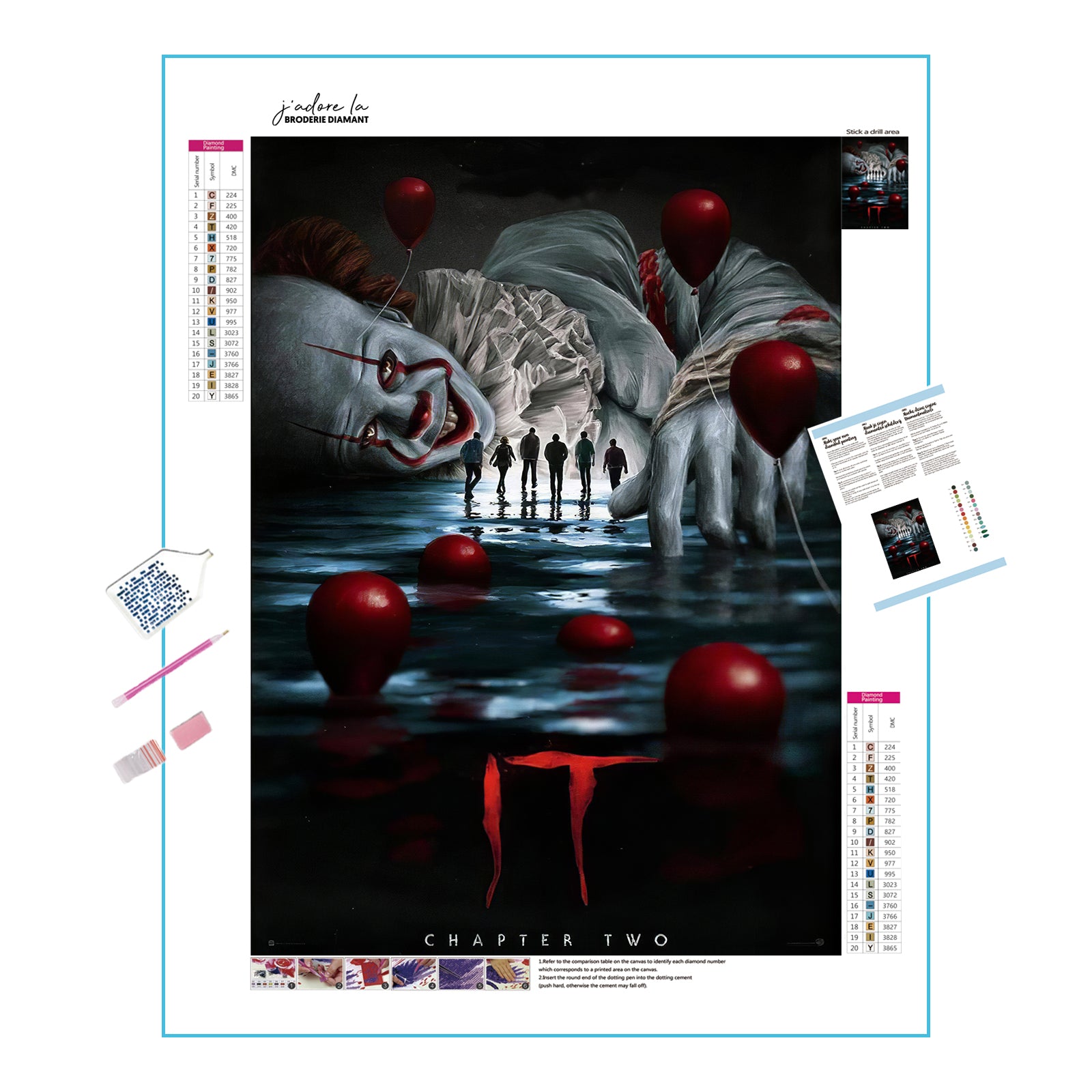 Affrontez vos peurs avec des œuvres d’art effrayantes dans cette broderie diamant. TI Pennywise- j'adore la broderie diamant