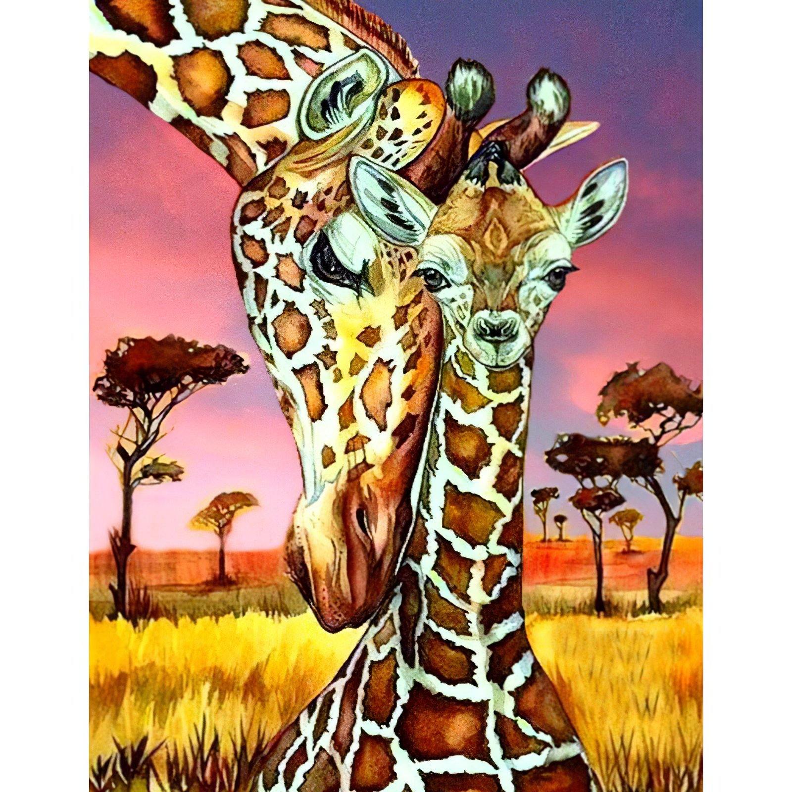 Une broderie diamant nommée Affection Girafe. S'élancer vers le ciel avec une élégante œuvre d'art de girafe. Affection Girafe - j'adore la broderie diamant