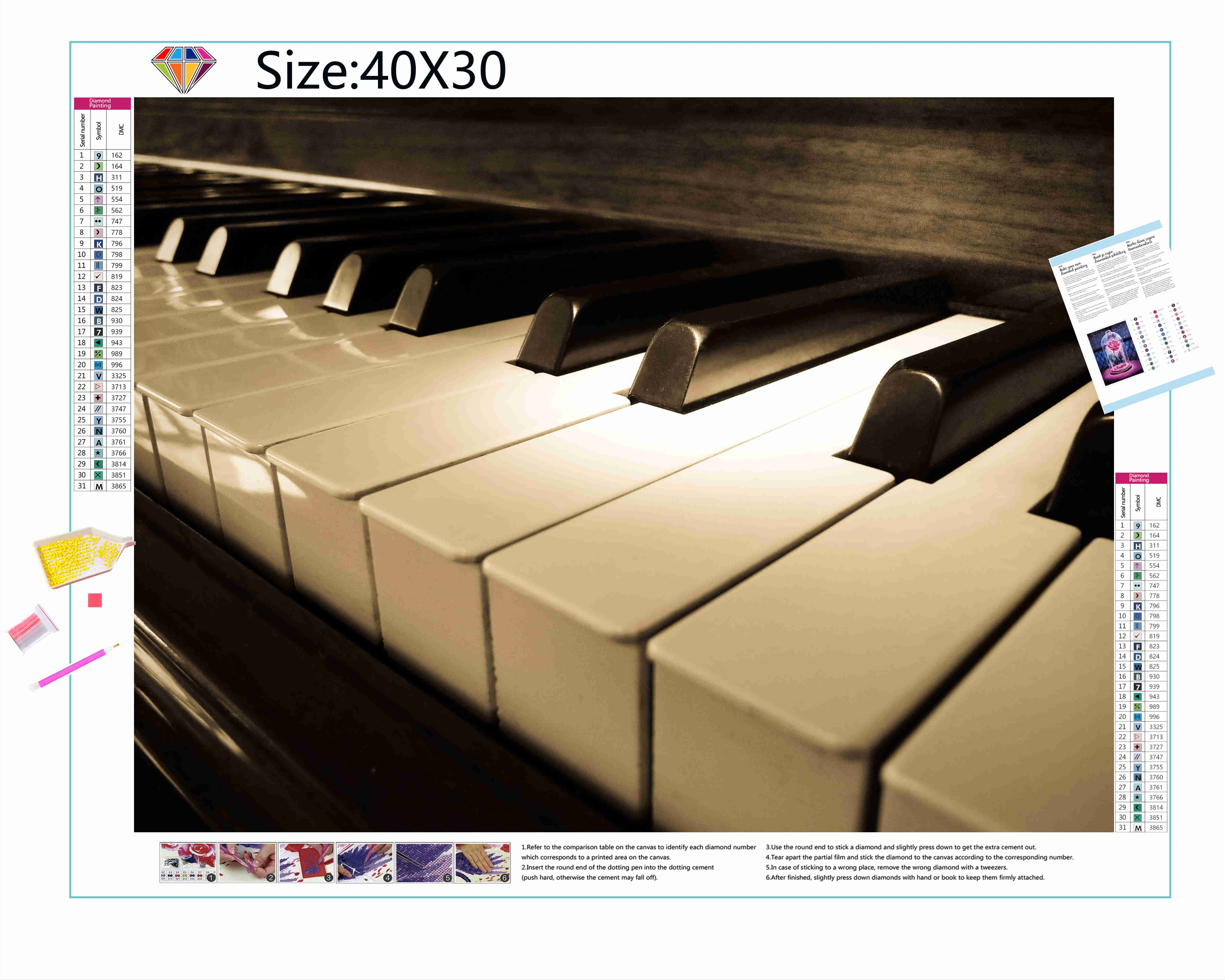 Explorez l’inspiration musicale dans cette broderie diamant. Musique Piano - j'adore la broderie diamant