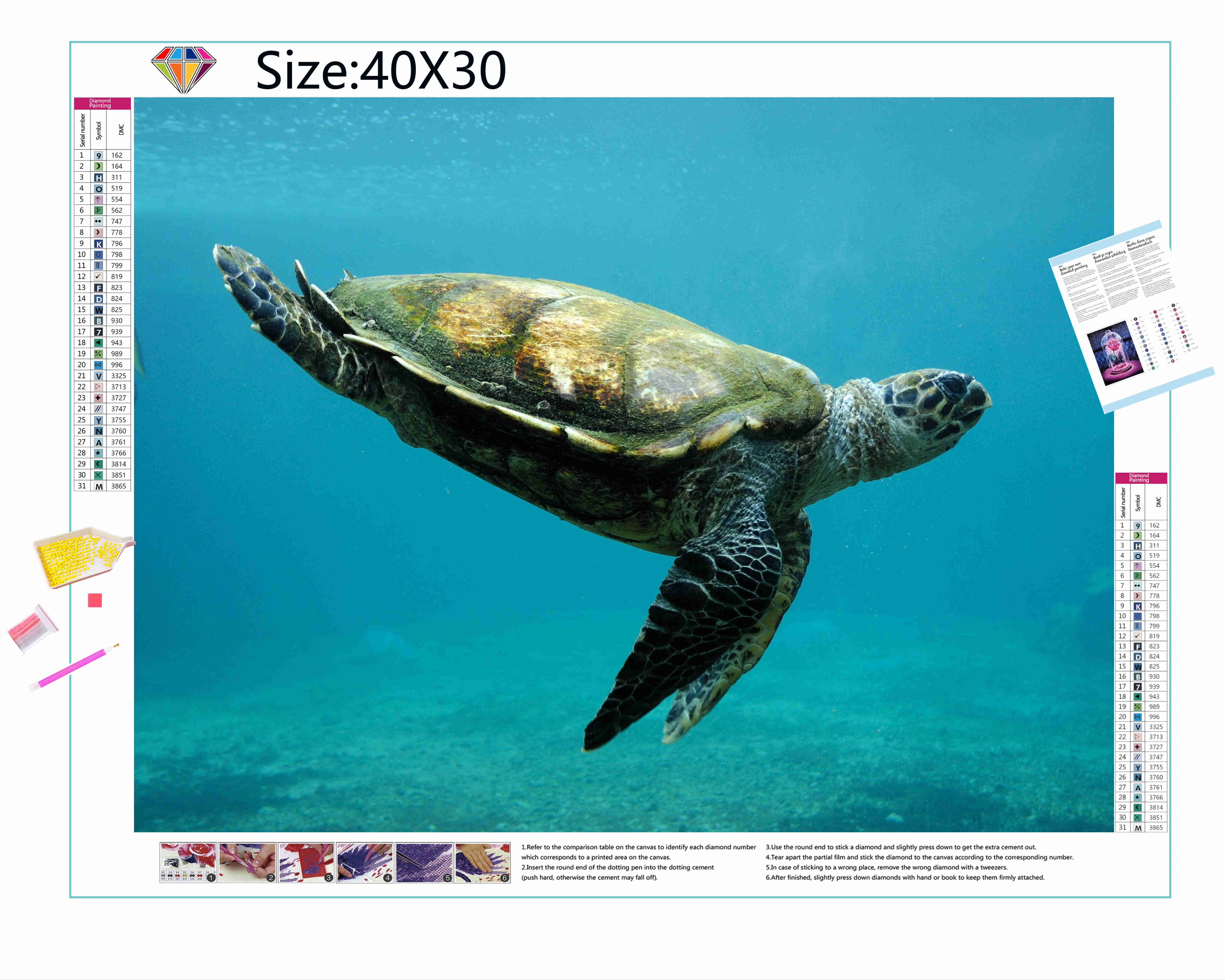 Aventuriers dans l’océan dans cette broderie diamant. Tortue dans l'Océan - j'adore la broderie diamant