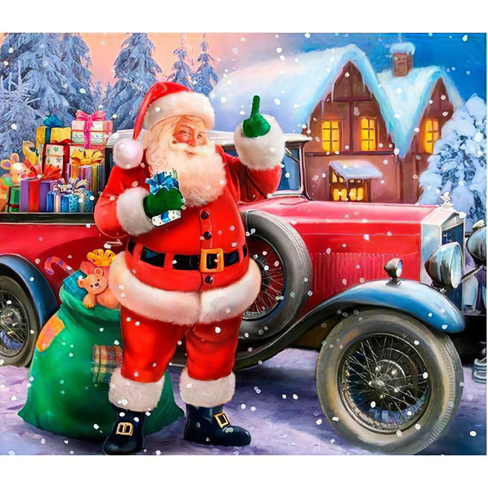 Chalet et voiture du Père Noël
