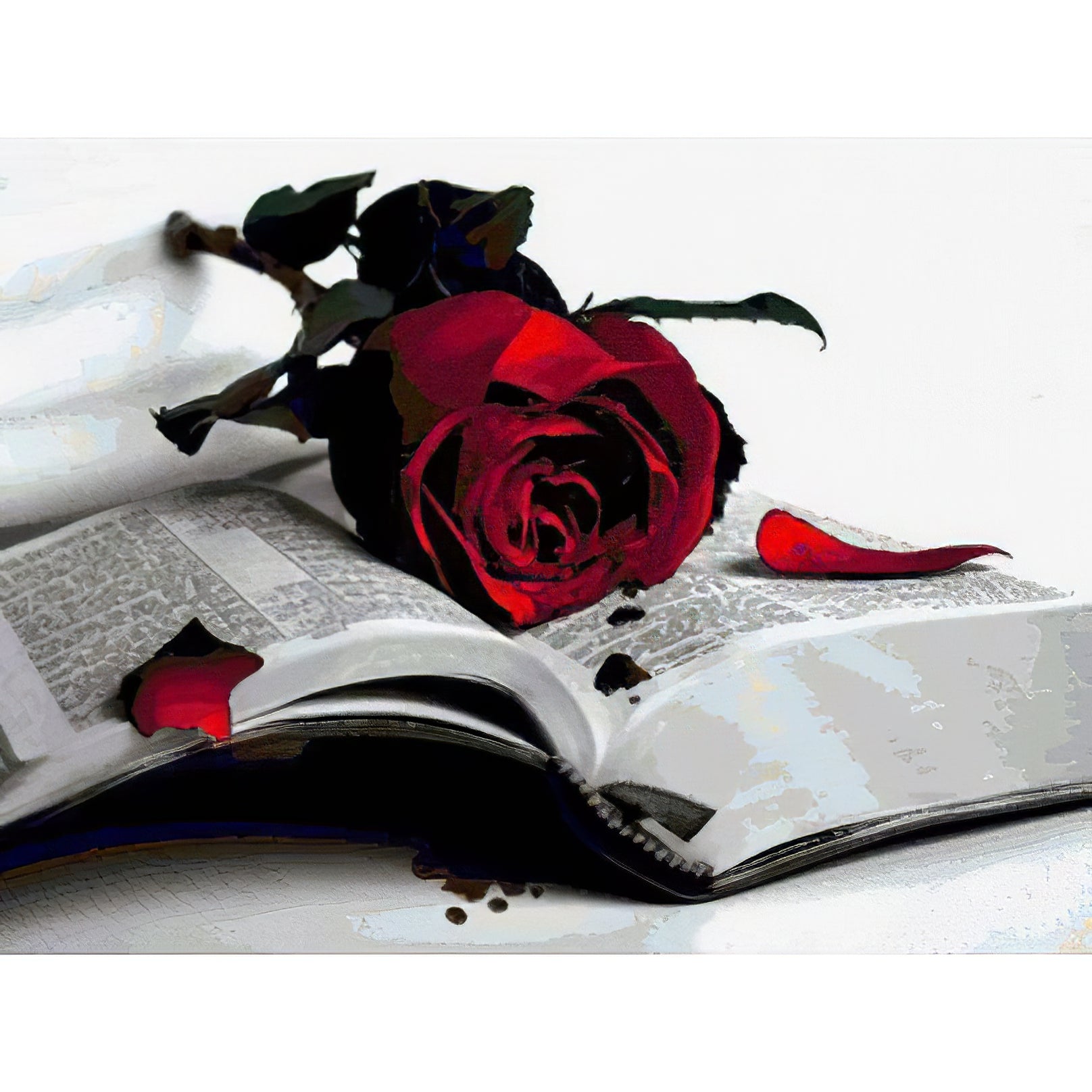 Explorer le lien entre l’amour et la sagesse dans cette broderie diamant.  La Rose et le Livre - j'adore la broderie diamant