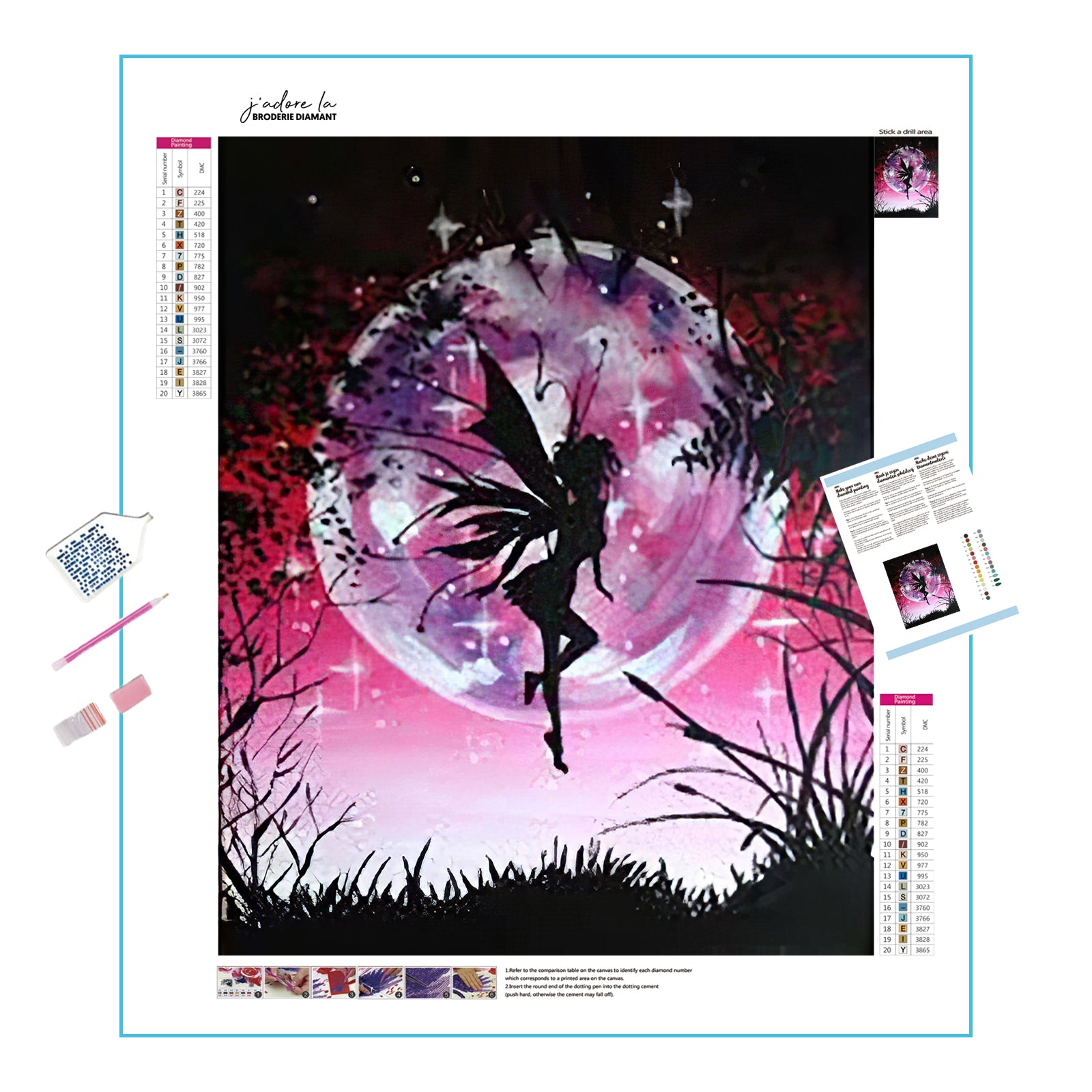 Soyez témoin du charme paisible d’un océan de rêve nocturne dans cette broderie diamant. Une Fée au Clair de Lune - j'adore la broderie diamant