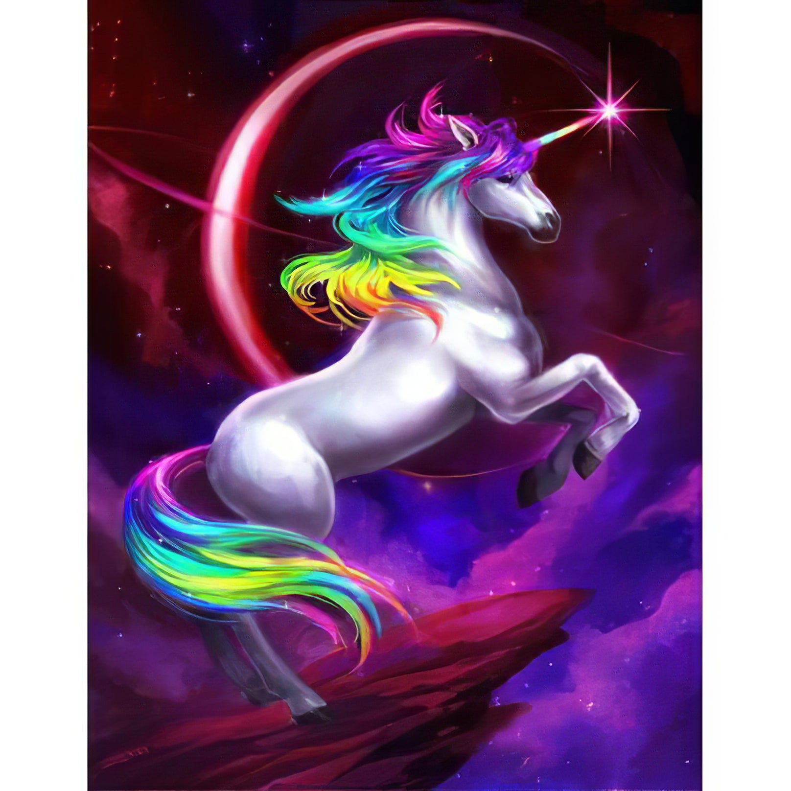 Évadez-vous de la réalité et revenez à la fantaisie d’enfance avec la licorne iridescente dans cette broderie diamant. Une Licorne aux Couleurs de l'Arc-en-Ciel - j'adore la broderie diamant