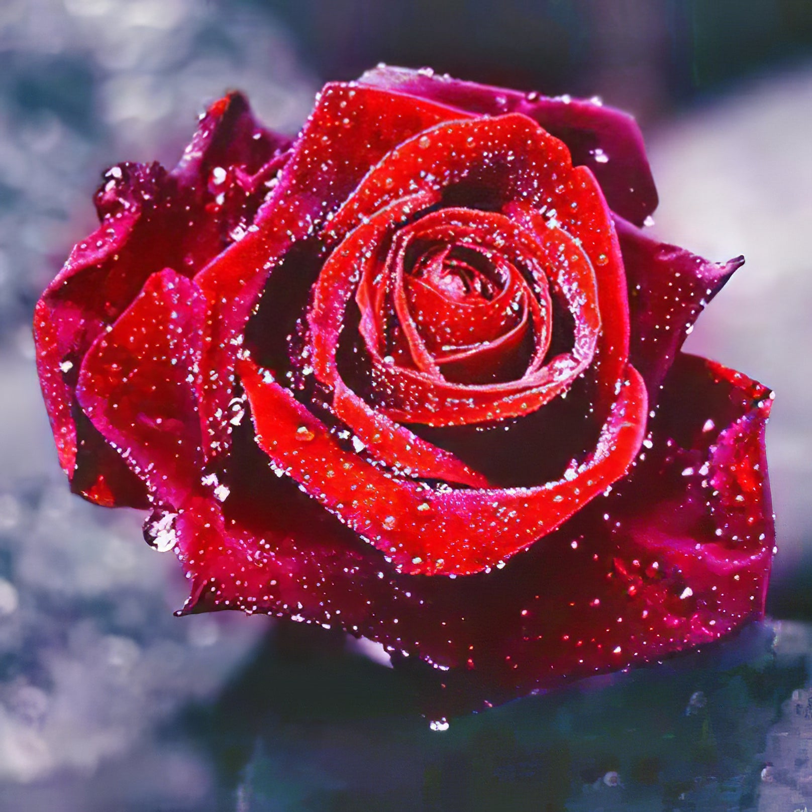 Une rose qui symbolise la beauté et la prospérité naissante dans cette broderie diamant. Une Rose Épanouie - j'adore la broderie diamant